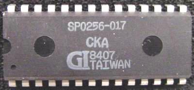 SP0256-017 speech processor, with its custom vocabulary suffix visible.