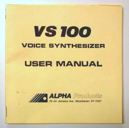 Alpha Products VS100 Voice Synthesizer user manual.