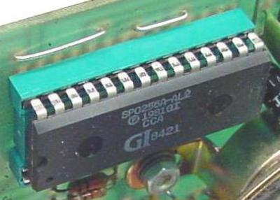 General Instrument SP0256A-AL2 speech processor close-up.