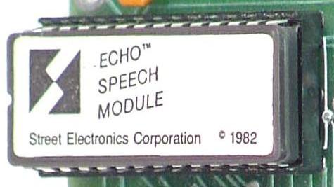 Street Electronics ECHO Speech Module ROM label, ©1982.