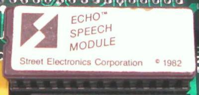 ECHO Speech Module firmware label, copyright 1982.