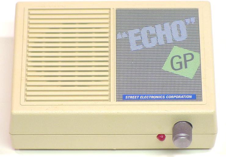 ECHO GP enclosure with built-in speaker, indicator, and front volume control.