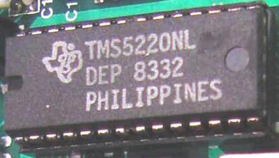 Texas Instruments TMS5220NL speech processor close-up.